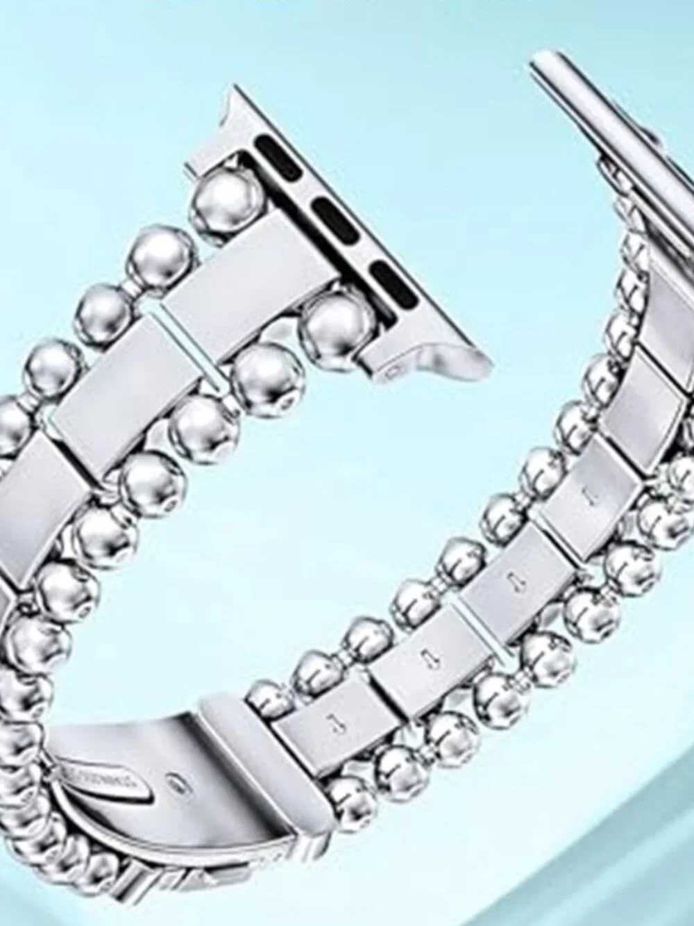 NEW Silver Luxury Beaded Dressy Apple Watch Band